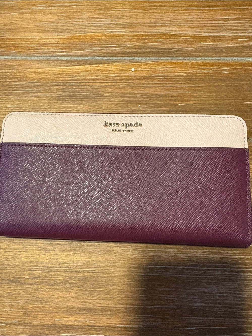 kate spade Two-Tone Plum and Blush Continental Zip Wallet